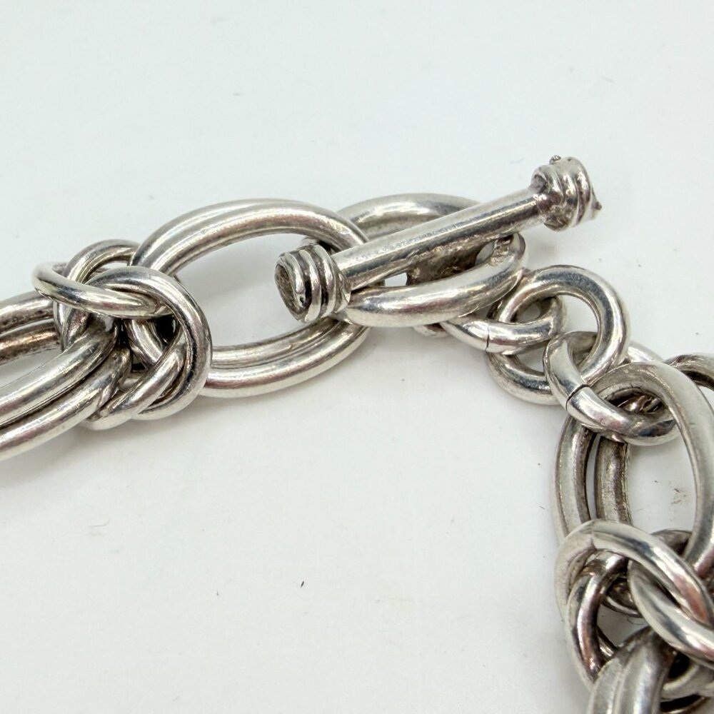 Solid Sterling Silver Multi Link Chain Bracelet H… - image 3